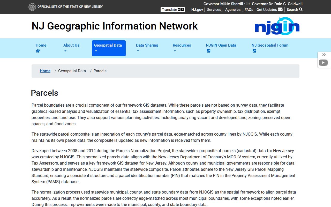 Vernon Township street directory NJGIN parcel search guidance