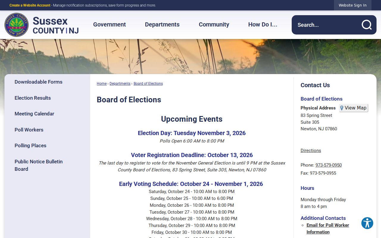 Vernon Township resident lookup election source at Sussex County Board of Elections