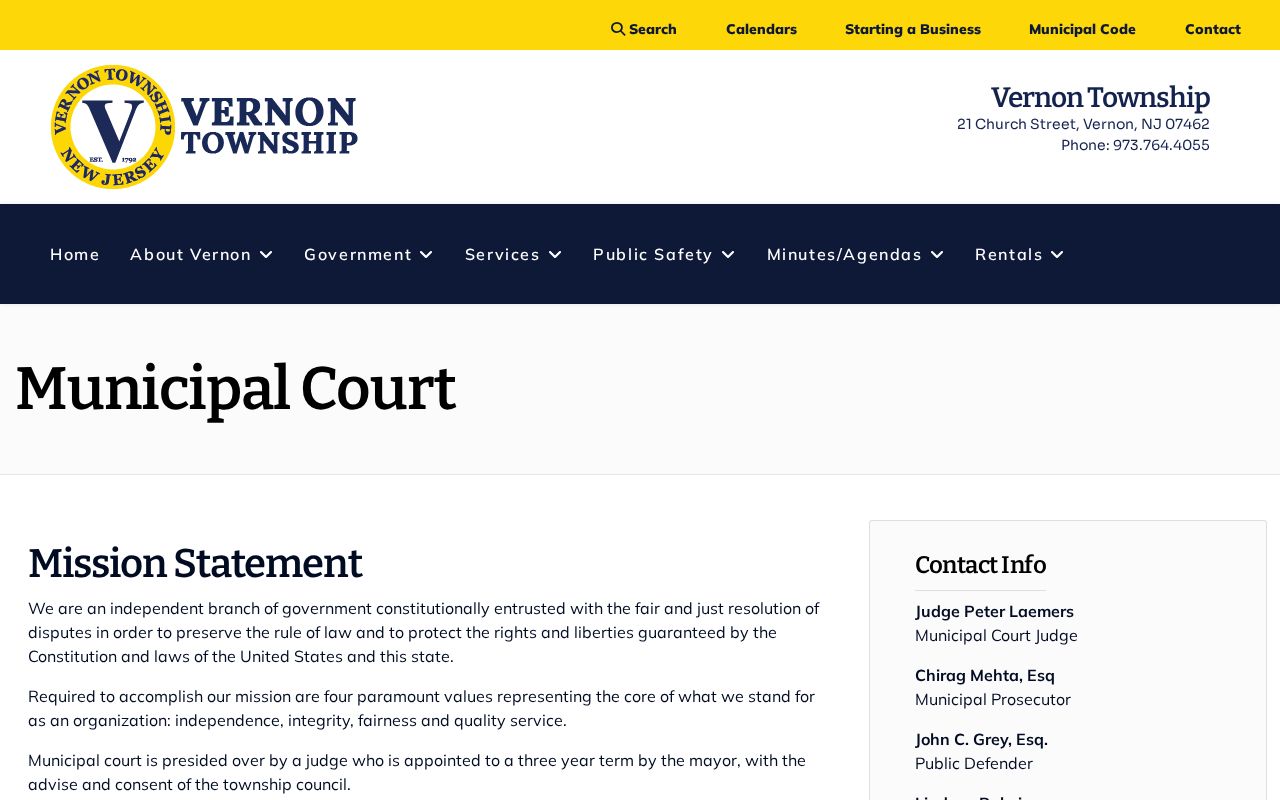 Vernon Township resident lookup source at the Vernon Municipal Court