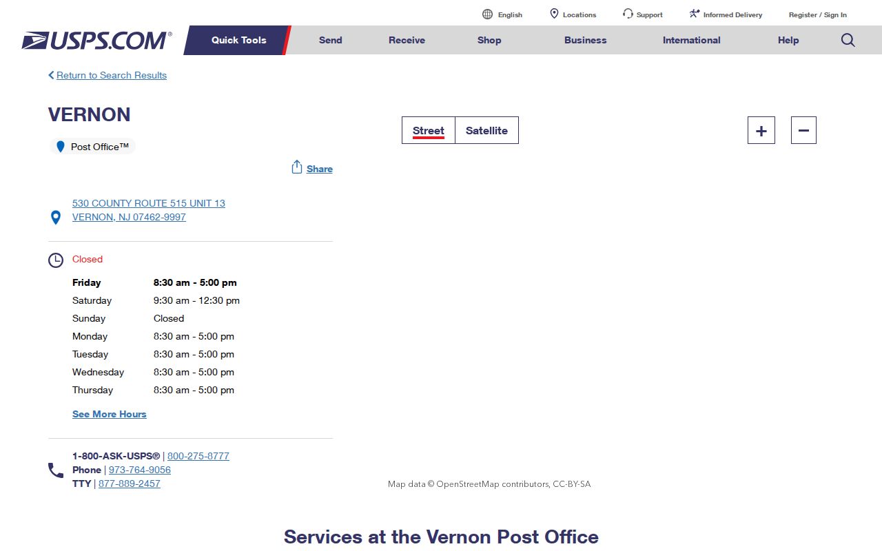 Vernon Township ZIP code reference for the official Vernon Post Office